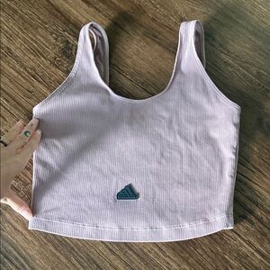 Adidas lilac Ribbed cropped tank top
